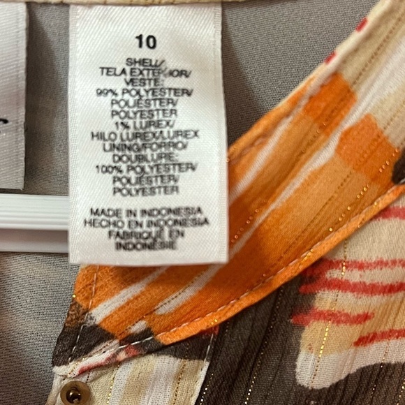 ⚫️ BOGO Alfred dunner abstract print beaded women’s blouse size 10 - Picture 6 of 9